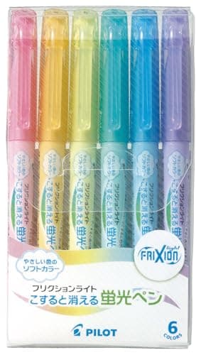 Pilot Frixion Light Soft Color Erasable Highlighter Pen 6 Color Set SFL60SL6CS