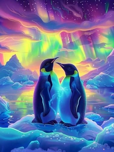 Penguin Puzzles for Adults 500 Piece Northern Lights Wooden Jigsaw Puzzle Difficult 500 Pieces Puzzles