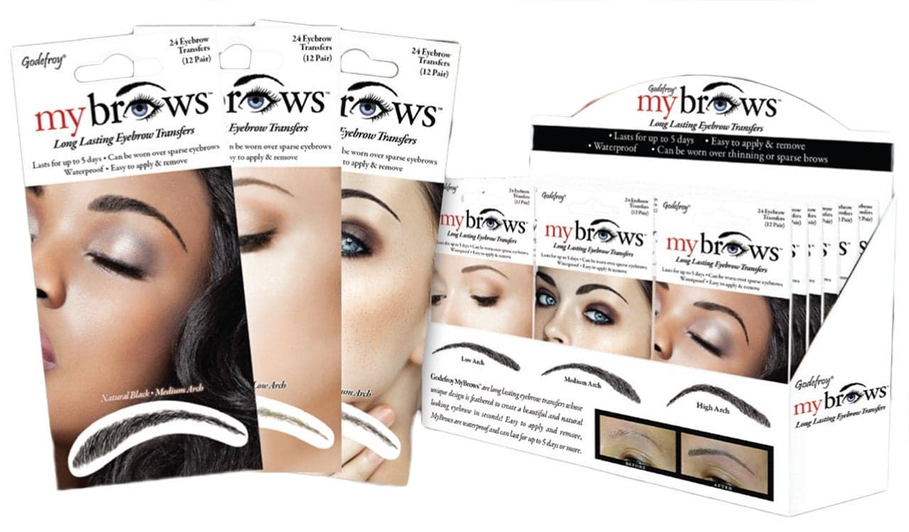 Godefroy MyBrows Long Lasting Eyebrow Transfers High Arch Medium Brown 12Pairs of Brows