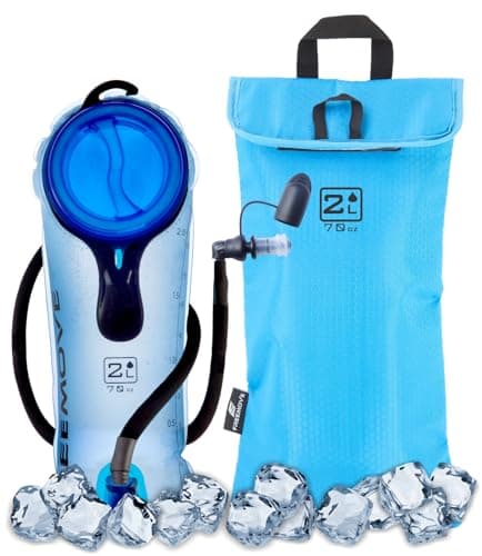 2L Hydration Bladder Cooler Bag Keeps Drink Cool Protects Bladders Leak Proof Camel Water Pack for Backpack Tasteless BPA Free TPU Material Quick Release Insulated Tube with OnOff Valve