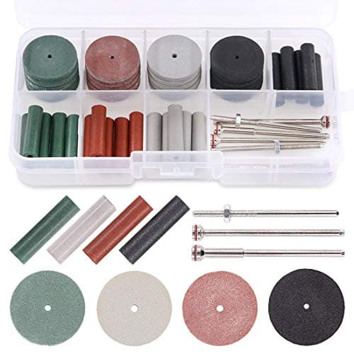 Swpeet 46Pcs Polishing Wheels Kit 40Pcs 4 Colors Mixed Lab Beauty Silicone Rubber Polishing Wheels and Polishing Particle 6 Mandrel Shank Perfect for Rotary Hand Pieces Rotary Tool