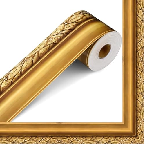Outus 68ft Vinatge Frame Bulletin Board Border Die-Cut Straight Border Trim for Classroom Chalkboard, Picture Frames, Artworks, Wall, Mirror & Office Decor, Classic Metallic Frame Molding(Elaborate)