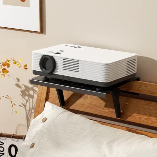No Drilling Metal Projector Mount, Adjustable Angle Projector Mount Shelf for Sofa and Bedside, Foldable for Storage,Perforated Design for Heat Dissipation,Projector Wall Mount for Living Room