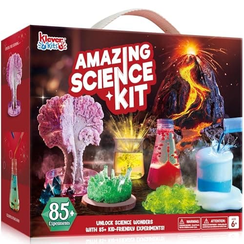 Klever Kits Amazing Science Kits 85 Experiments Educational Toys STEM Activities with Erupting Volcano and Growing Crystal Tree for Kids Aged 6 7 8