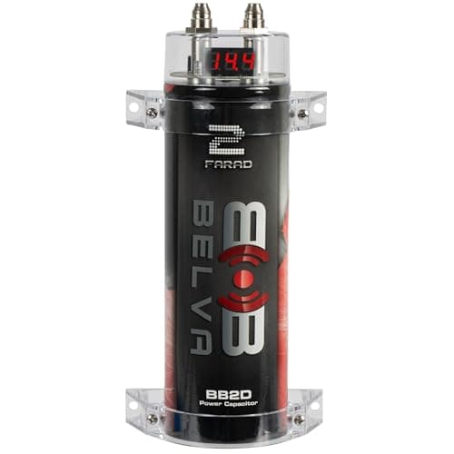 Belva BB2D 2.0 Farad Capacitor with Digital Red Display, Perfect for Systems up to 2000W