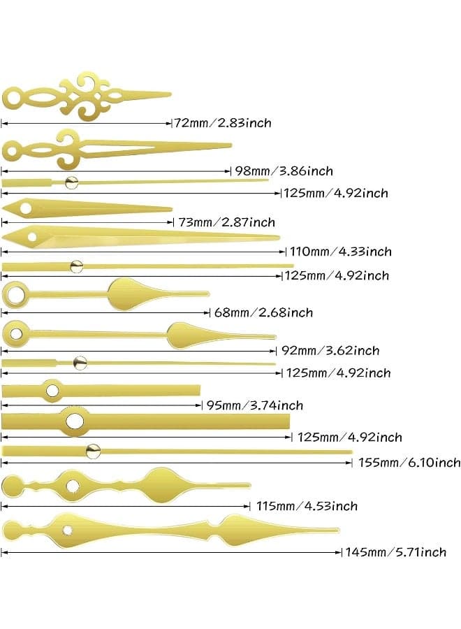 2 Pieces High Torque Long Shaft Clock Movement Mechanism With 5 Different Pairs Of Hands Clock Repair Parts Replacement