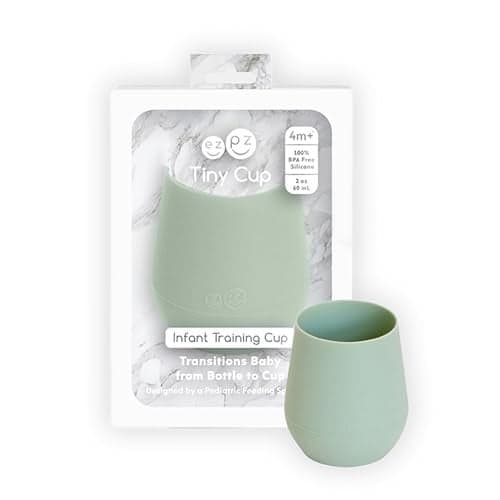 ezpz Tiny Cup Sage 4 months 100 Silicone Training Cup for Infants Designed by a Pediatric Feeding Specialist BabyLed Weaning Essentials Baby Gifts