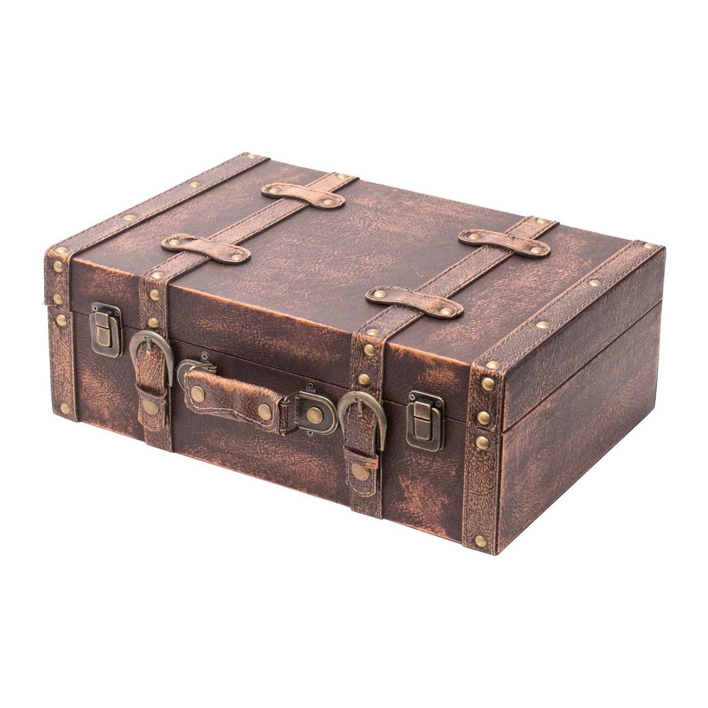 HMF VKO103 Vintage Wooden Suitcase 38 x 26 x 13 cm Large Classic
