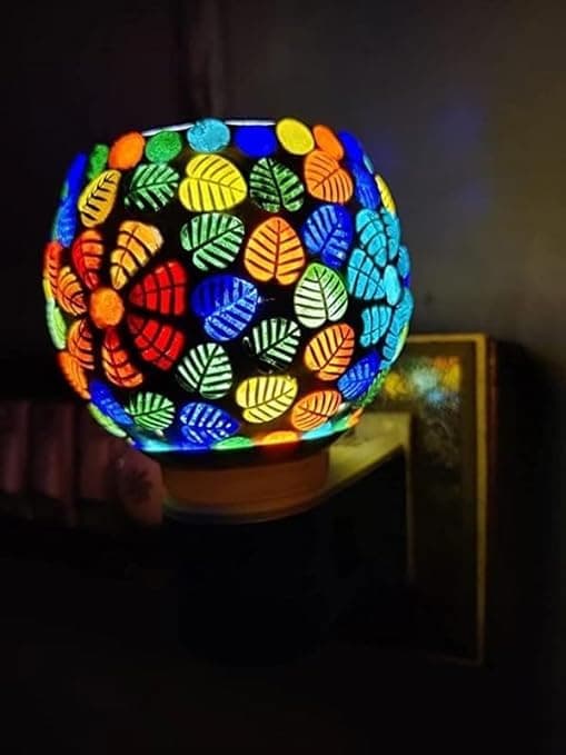 Shree ASHAPURA Ceramic Kapur Dani Electrical Camphor Diffuser Home Fragrance Essential Oil Diffuser Incense Burner Glass Kapoor Dhani Aroma Night Lamp Multicolor