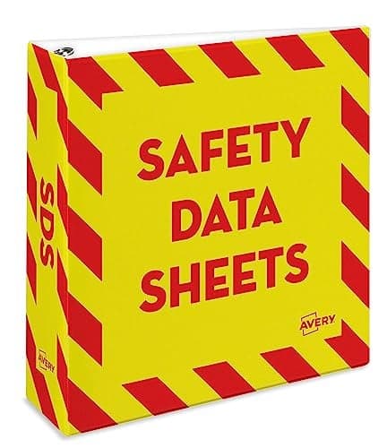 Avery Heavy-Duty Industrial SDS Binder, 3" One-Touch Rings, Yellow/Red Border (18952)