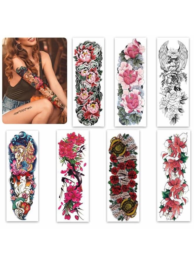 Beautiful Spring Temporary Tattoo for Women and Girls (L19“xW7”),Full Arm Fake Tattoos Flowers,Waterproof temporary tattoo sleeves Christmas Gift