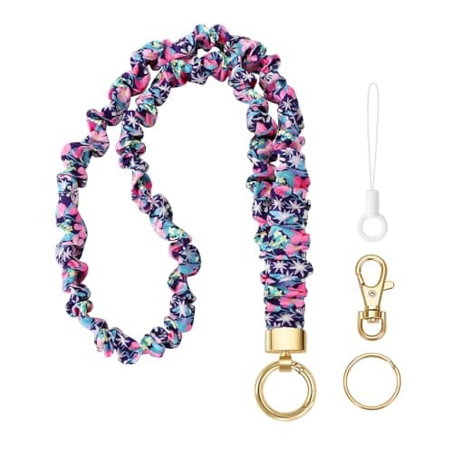 Stretchy Lanyard for ID Badges,Teacher Lanyard for Keys, Cute Neck Lanyard for Women (Wildflower)