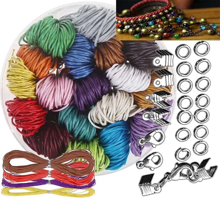 DIY Crafts 48 Mtr Kit, Random, Colors 1-30 Yards Waxed Polyester Cord Thread Beading String for Bracelet Necklace Jewelry Making Macrame Supplies Lobst (48 Mtr Kit, Random)