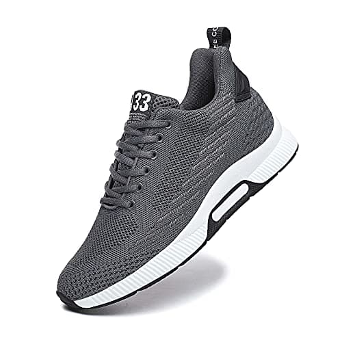 Men Elevator Sneakers Sports Shoes Invisible Height Increasing Elevator Shoes Hidden Heel Trainers 2.36 Inches Taller Lace up Fashion Sneakers Grey 41