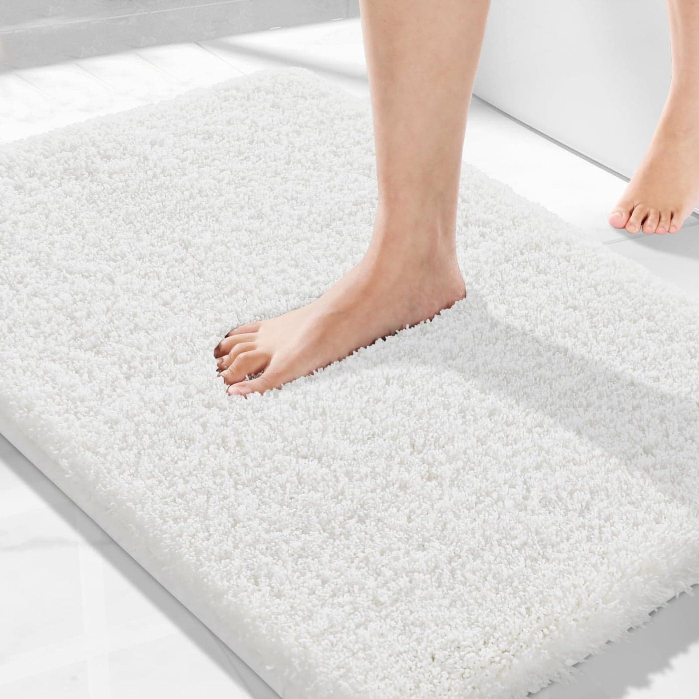 Yimobra Bath Rugs for Bathroom 32x20 Ultra Soft and Water Absorbent Bath Mats Non Slip Plush Shower Mat Outside Microfiber Thick Matts for Bathroom FloorTub Machine Washable Off White