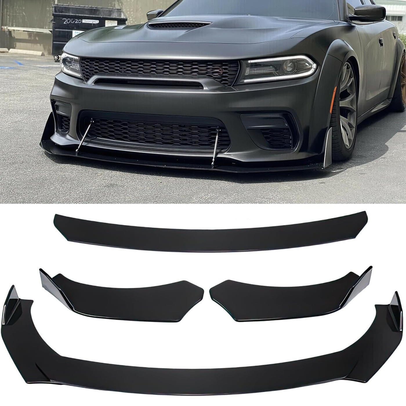 DREAMOTOR Front Bumper Lip Spoiler Car Universal Adjustable Spoiler Splitter Diffuser Protector Compatible with Honda Accord Civic Toyota Camry Volkswagen MK5 MK6 MK7 Kia Optima Mitsubishi Lancer