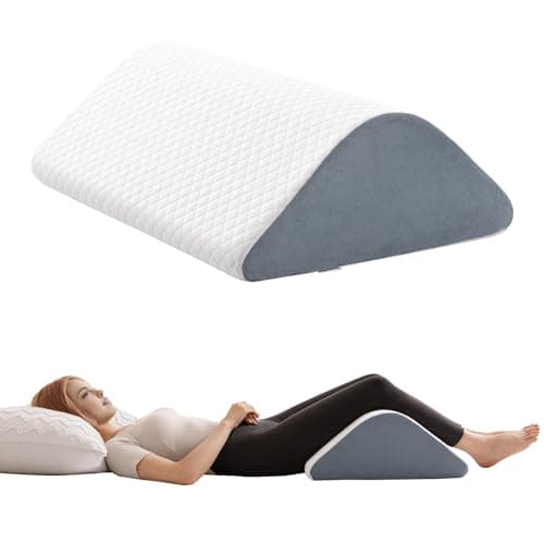 Knee Wedge Pillow 8'' for Post-Surgery Recovery - Leg Elevation Support for Sleep Position, Alleviating Lower Back & Hip Pain Enhancing Circulation in Ankles Legs Triangle Pillow with Removable Cover