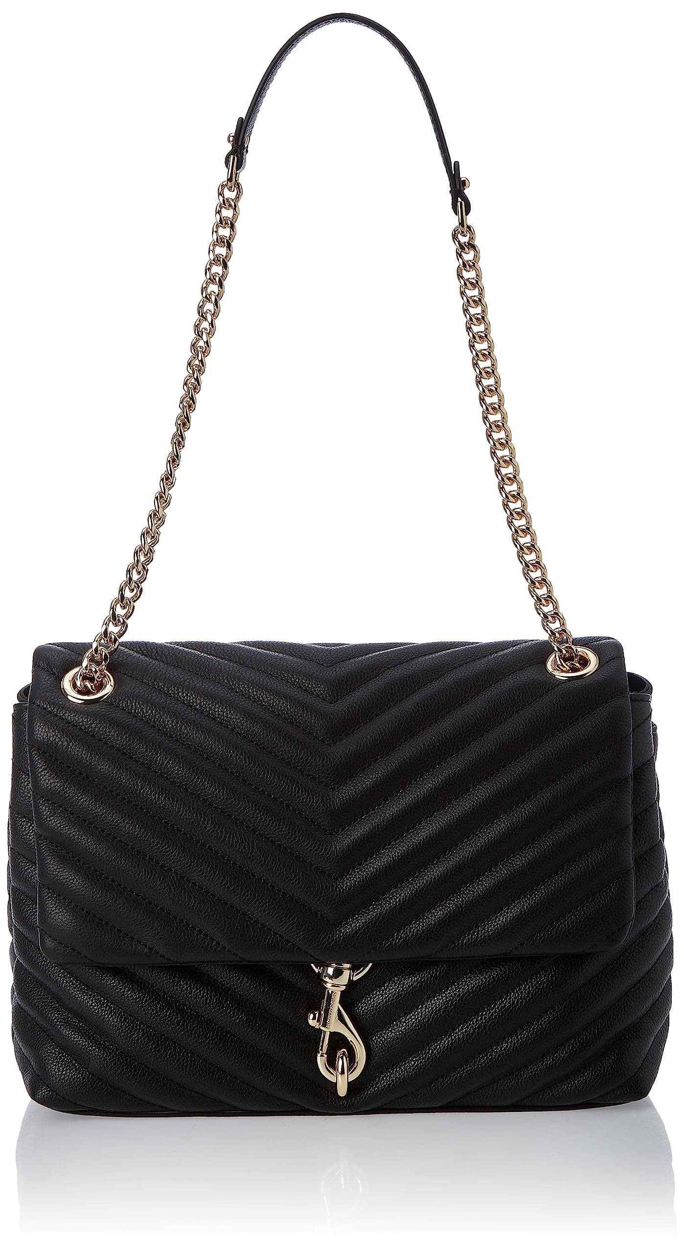 Rebecca Minkoff Edie Flap Shoulder Bag BlackLight Gold