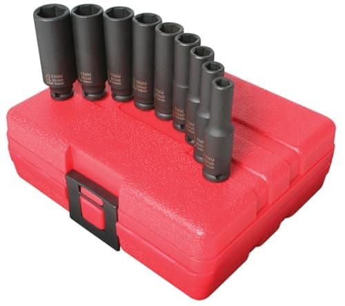 Sunex 1812 9 Piece 14Inch Drive Deep Metric Socket Impact Set