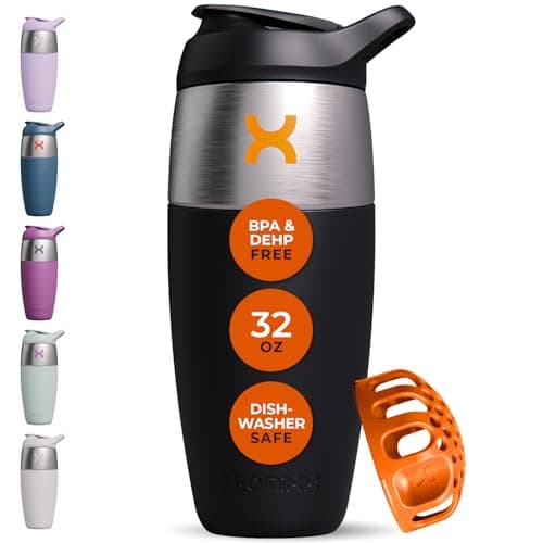 32oz Stainless Steel Protein Shaker Bottle – Leak-Proof Metal Shaker Cup with Snap-Fit Agitator for Smooth, Clump-Free Shakes – BPA-Free, Odor Resistant, Easy to Clean