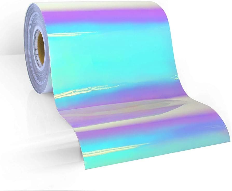 HOMSUN Rainbow Vinyl Glossy Holographic Easy to Weed for DIY Home Adhesive Vinyl Roll for All Cup Car Decal, Scrapbooking Home Outdoor Decor, Sticker DIY (Mini Rainbow holography, 6 x 48 Inch)