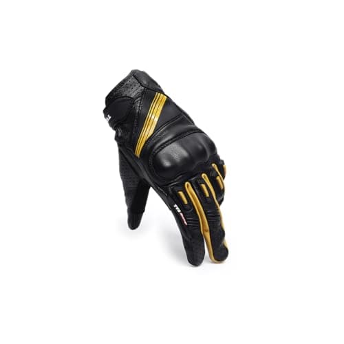 TVS Racing Arsenal Riding Gloves - Premium Biker Gloves Leather, Impact Protection Bike Riding Gloves for Men, Durable Bike Gloves Men, Hand Gloves for Bike, Flexible Bike Driving Gloves (Black/XL)