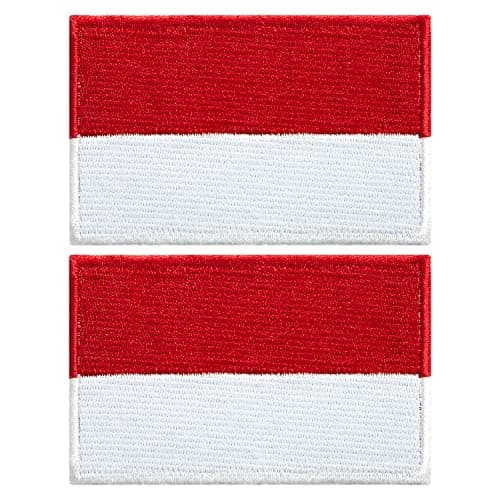 stidsds 2 Pack Indonesia Flag Patch Indonesia Flags Embroidered Patches Indonesian Flags Military Tactical Patch for Clothes Hat Backpacks Pride Decorations