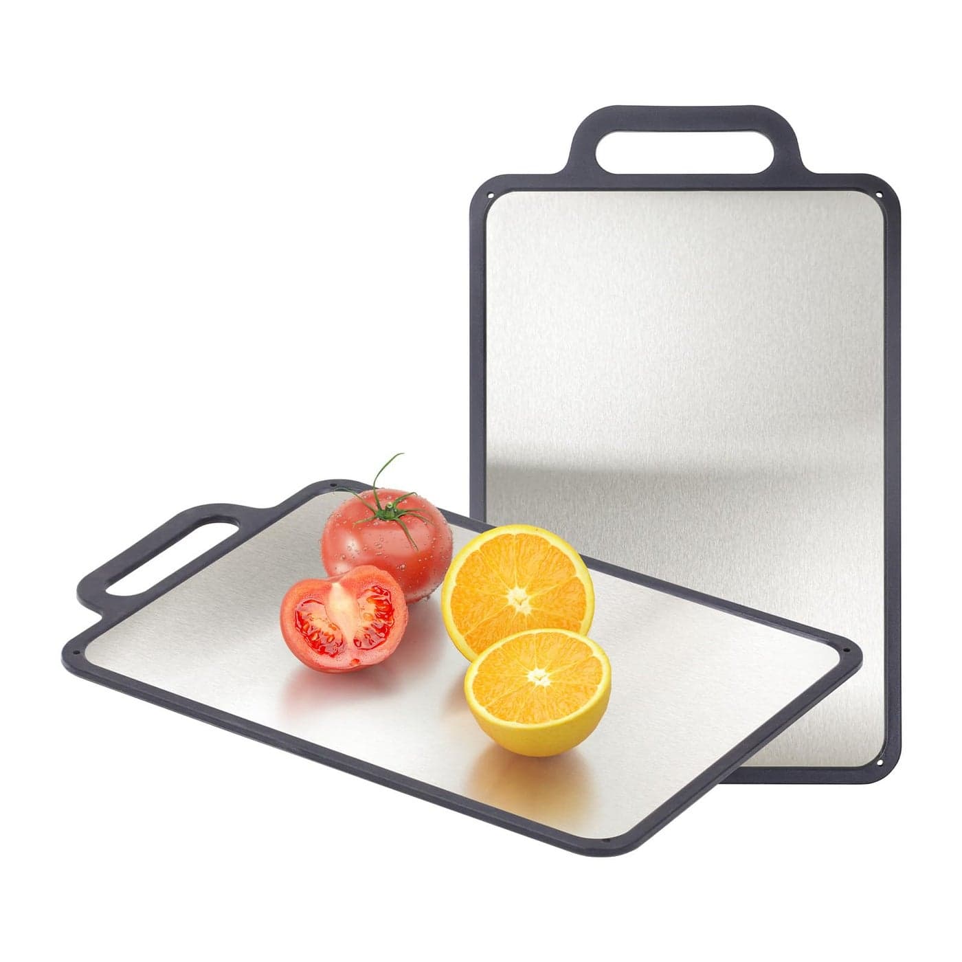DoubleSided Cutting Board for KitchenDishwasher Safe with Easy Grip Handle153 96 Small Size304 Stainless Steel Cutting Board For MeatVeggiesNon SlipJuice Grooves