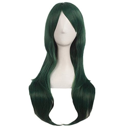 MapofBeauty 28 Inch70cm Women Side Bangs Long Curly Hair Cosplay Wigs Pine Green