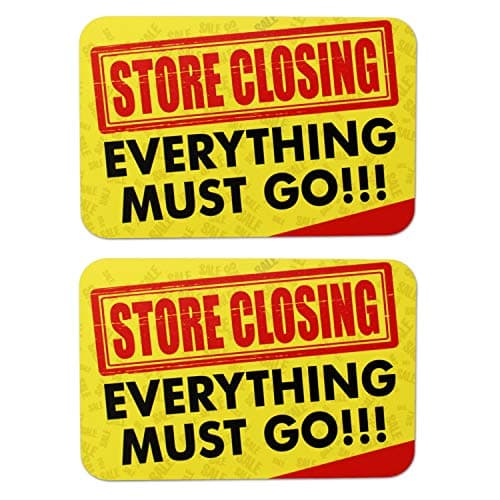 Store Closing Sign | Everything Must Go Big Sale Sign for Stores, Shops going out of business sign big sale sign| 8 in x 12 in (2 Pack)