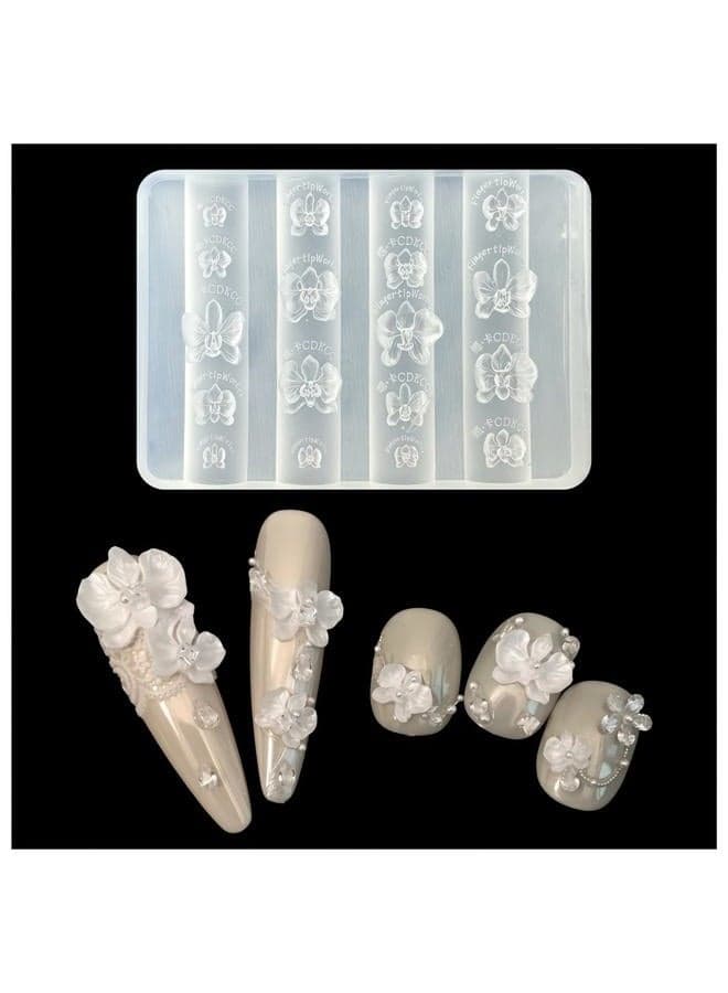 3D Phalaenopsis Nail Mold Silicone Tools Nails Art Resin Flower Molds for Accessories Supplies