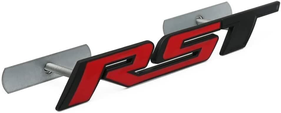 1Pc Front Grille RST Logo Emblems Car Truck Badges Stickers Replacement for 2019 2020 2021 Silverado 1500 Tahoe Yukon SUV 4x4 (Black Red)