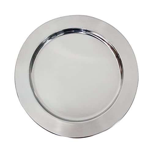 Kazozobi 13" Stainless Steel Handmade Charger Plates, Silver Charger Plates, Metal Silver Chargers for Dinner Plates, Plate Chargers Set of 6