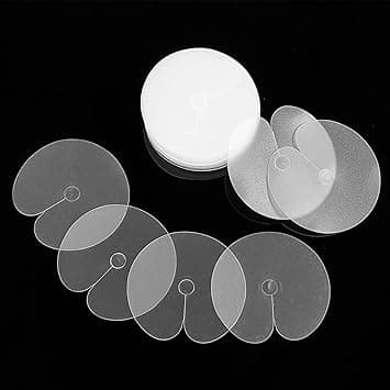 COMNICO Hair Heat Shield Guards 50Pcs Circular Hair Extensions Shield Clear Fusion Glue Protector Single Hole Round Spacer Template Heat Shield Guards for Hair Extension Bonding