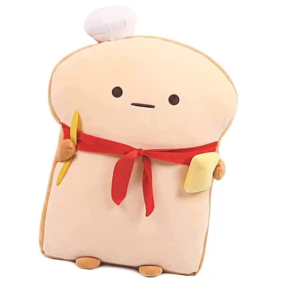 OUKEYI 189 Toast Baguette Plush Pillow Bread Shape Plush Toy Hugging Pillow with Red ScarfSoft Toast Food Sofa Cushion for Home DecorFunny Gift Plush Stuffed Hugging Toy for Kids