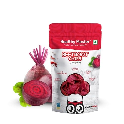 Healthy Master Beetroot Chips 200g | Light & Crispy Chips, high protein | Natural ingredients, Vegan, Gluten Free, No Palm Oil, No Artificial Preservatives, Trans Fat Free, Low Calorie