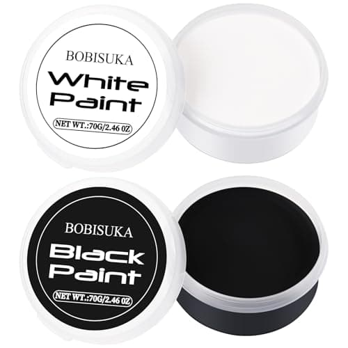 BOBISUKA Halloween Black and White Face Body Paint Oil Based Face Painting Kit for Adult Non Toxic Large Capacity Facepaint for Cosplay Clown Skeleton Vampire Special Effects Makeup