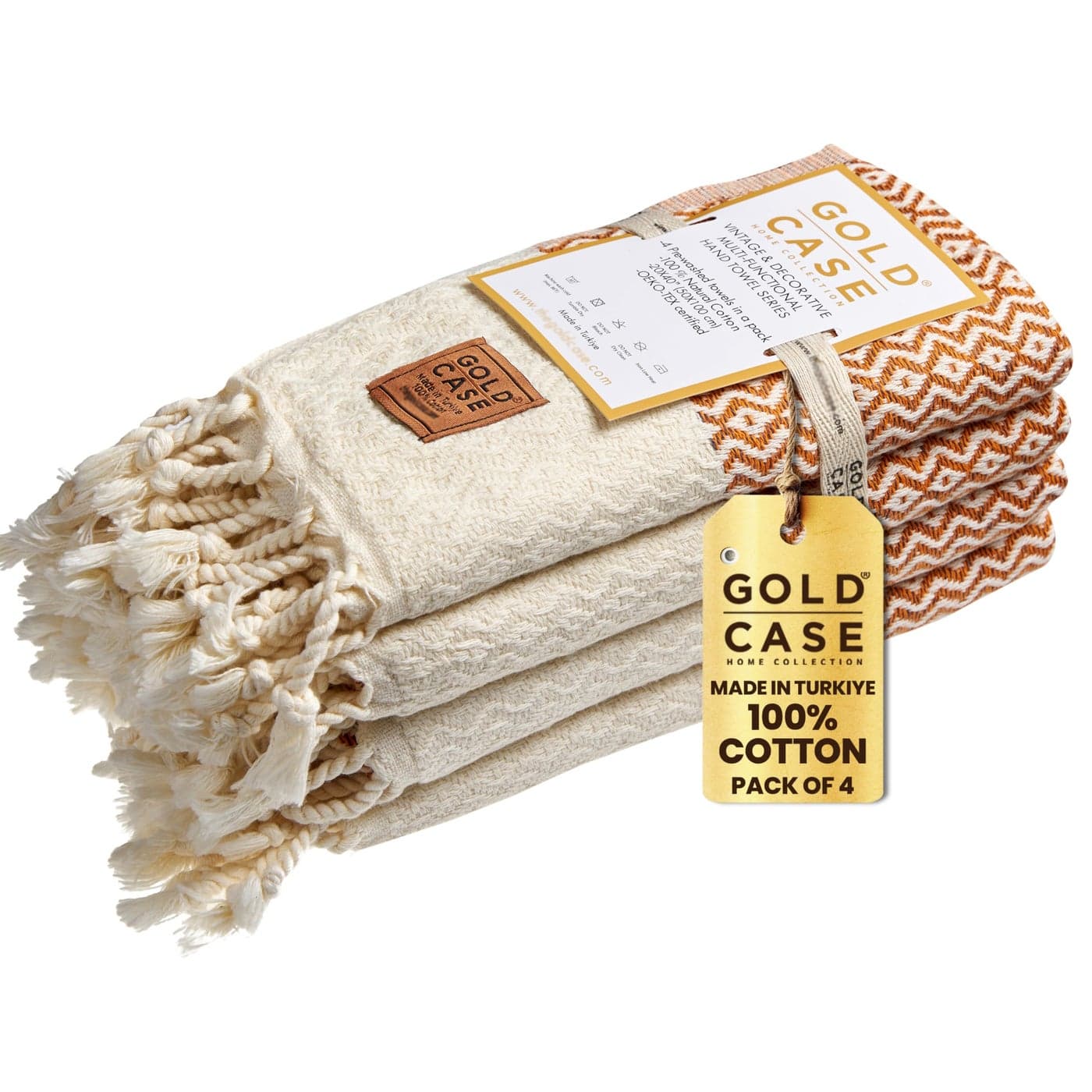 Gold CASE Turkish Hand Towels for Bathroom Set of 420x40100 Cotton Bathroom Hand Towels Zeus Towel for Spa Face Tea Dishcloth Decorative Cloth Orange