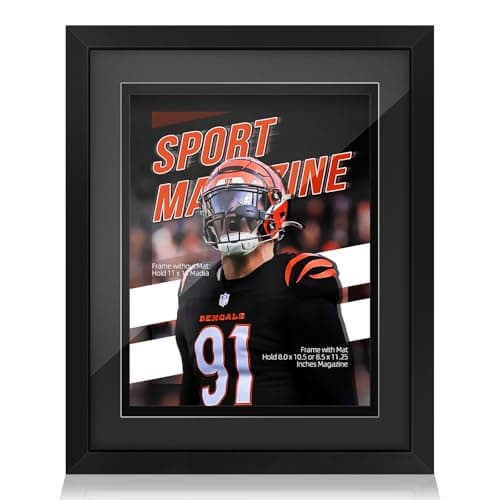 tutata Sports Magazine Frame Fits Measuring 80 x 105 or 85 x 1125 Inches Magazine Display Deep Frame Moulding Black Black Mat