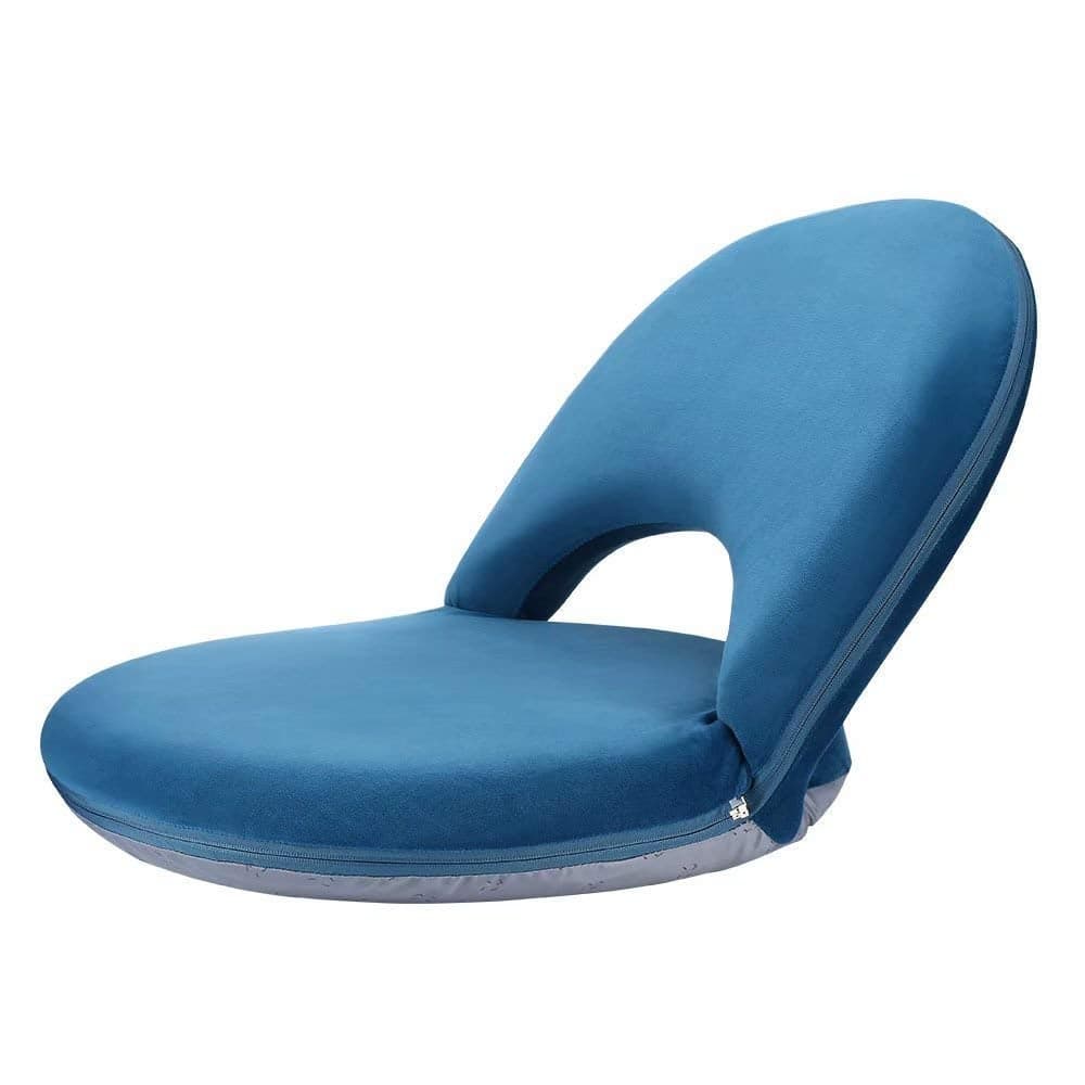 Nnewvante Floor Chair Adjustable Back Support Chair Foldable Meditation Seating SuedeLike Fabric Multiangle Cushioned Recliner for Adults Kids VideoGaming Reading Watching Navy