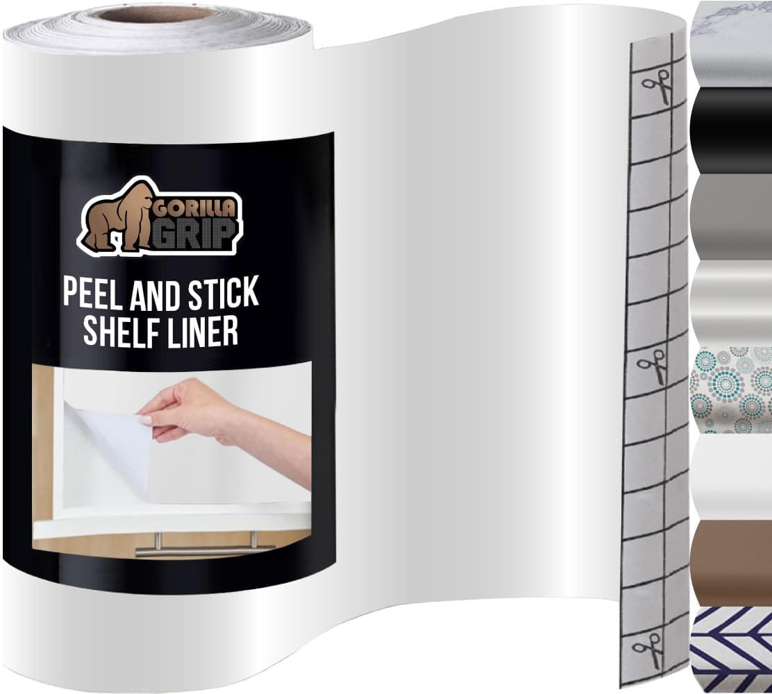 GORILLA GRIP Peel and Stick Paper Removable Cover for Books Shelves Countertops Drawers Cabinets and Crafts Easy Install Kitchen Decor Shelf Drawer Cabinet Liners 118 in x 10 FT Clear Matte