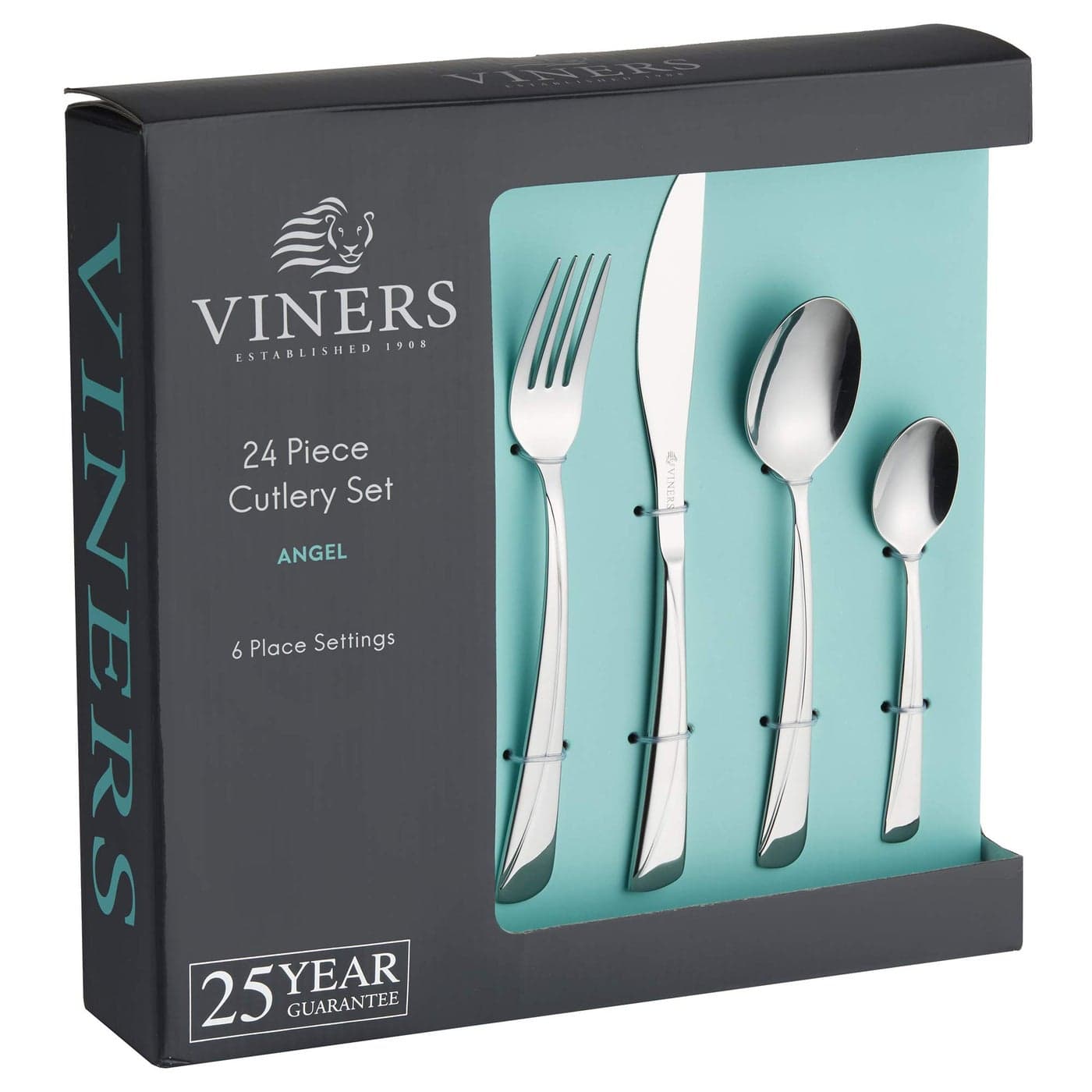 Viners Angel Cutlery Set Elegant Mirror Polished Flatware Gift Box with 25 Year Guarantee 24 Piece