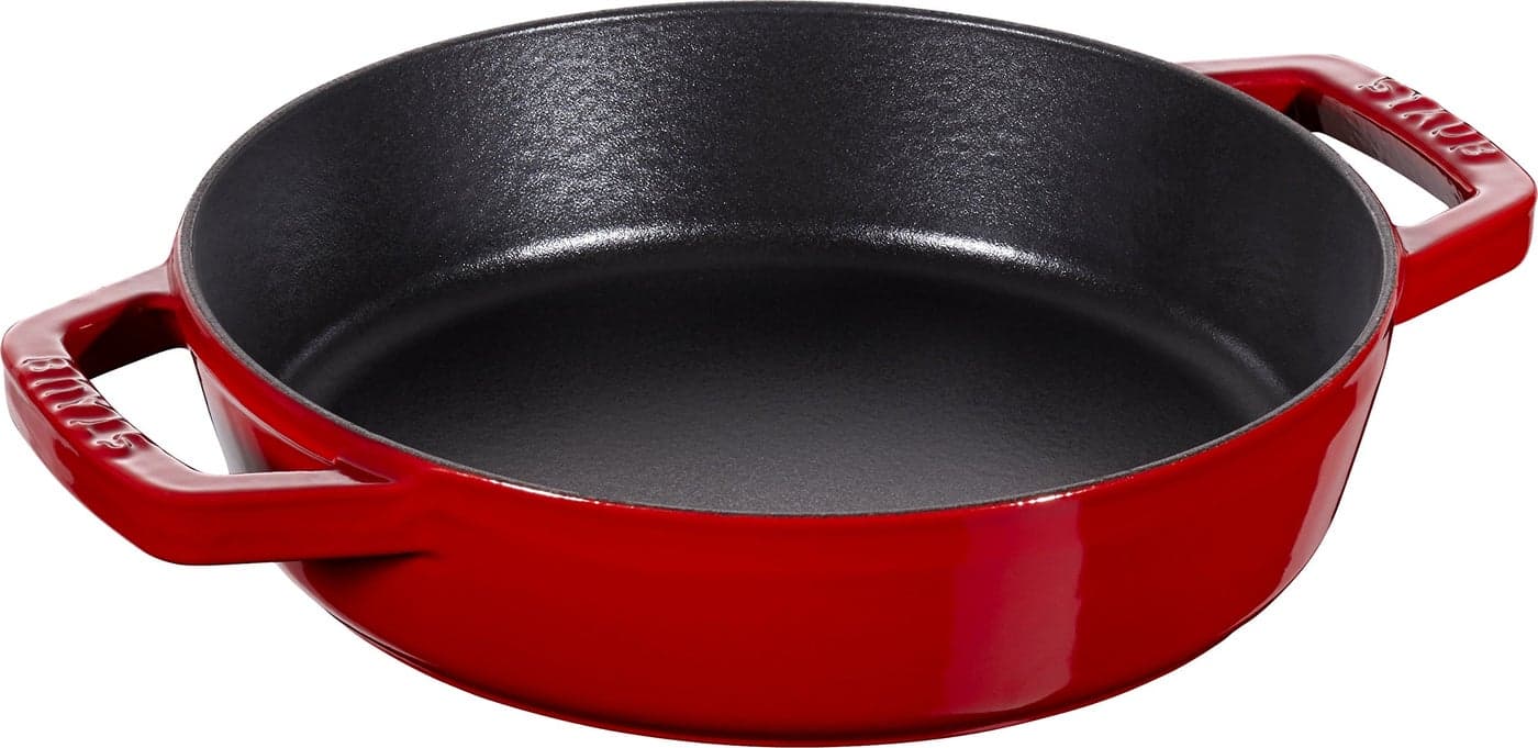 Staub 40511661 TwoHandled Frying Pan Cherry 79 inches 20 cm Double Handle Frying Pan Skillet Double Handle Enamel Induction Compatible