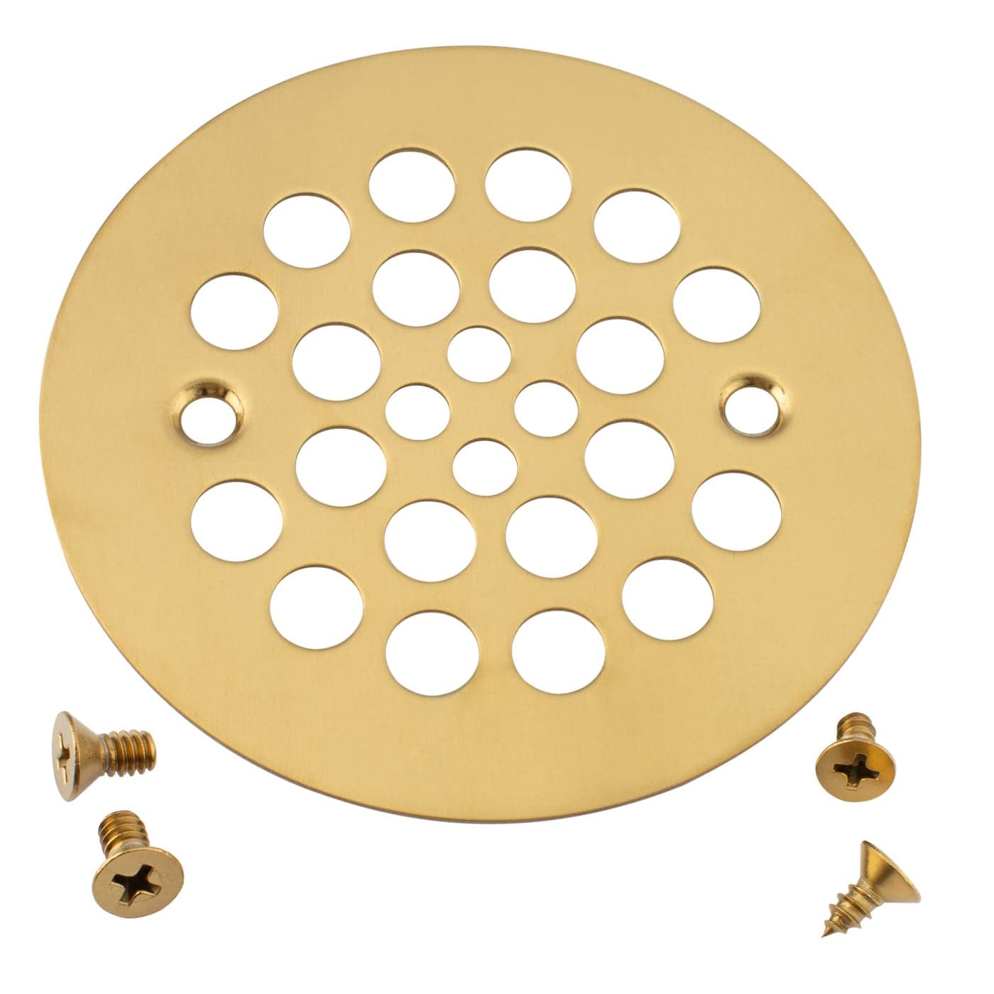 Artiwell 414 Shower Strainer Drain Trim Set Screwin Shower Strainer Drain Cover PlasticOddities Style Replacement Strainer GridMachine SelfTapping Screws Included Brushed Gold
