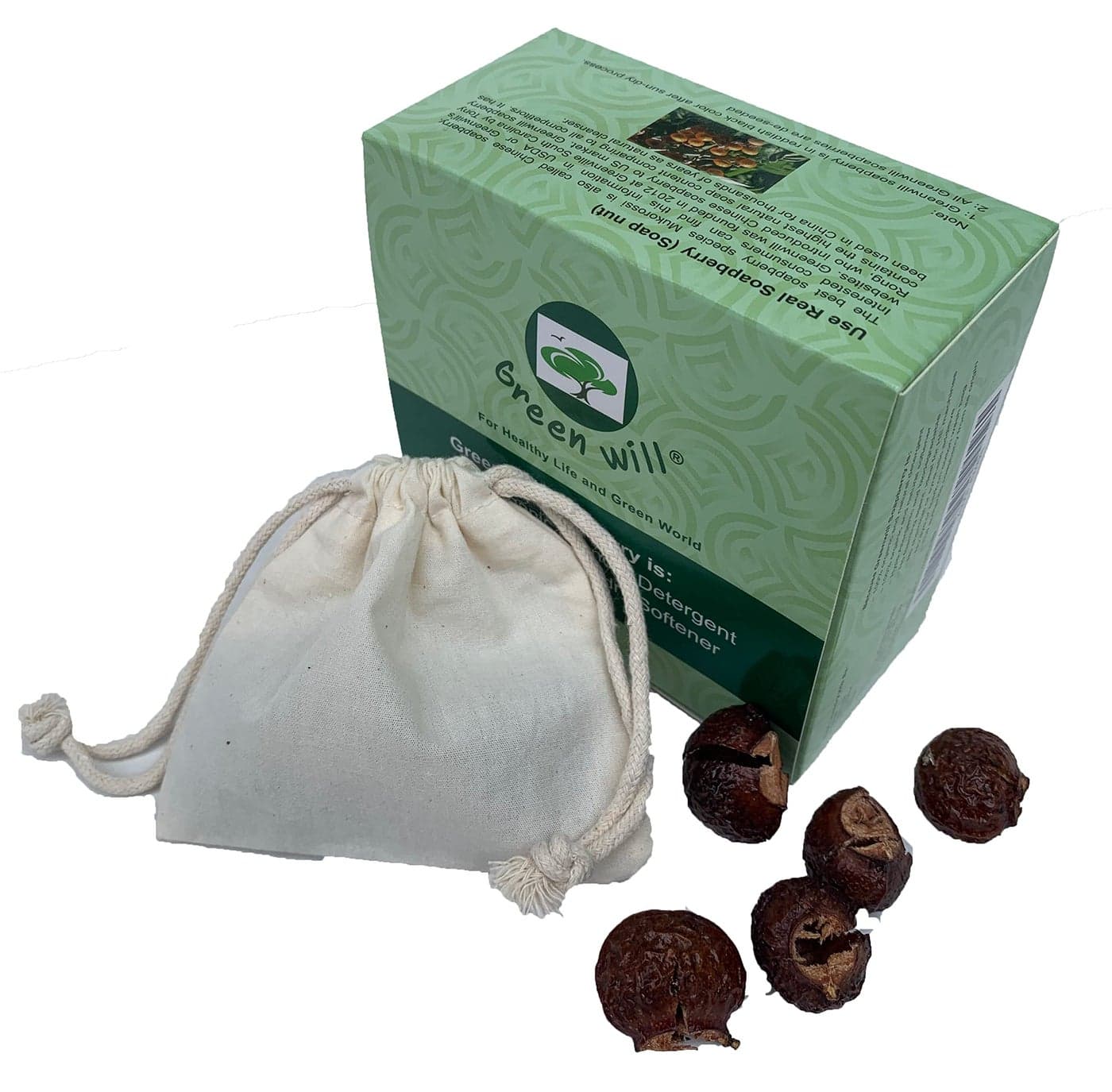 6 Ounces Greenwill Organic Deseeded SoapberrySoap Nuts Natural Laundry Detergent with Wash Bag