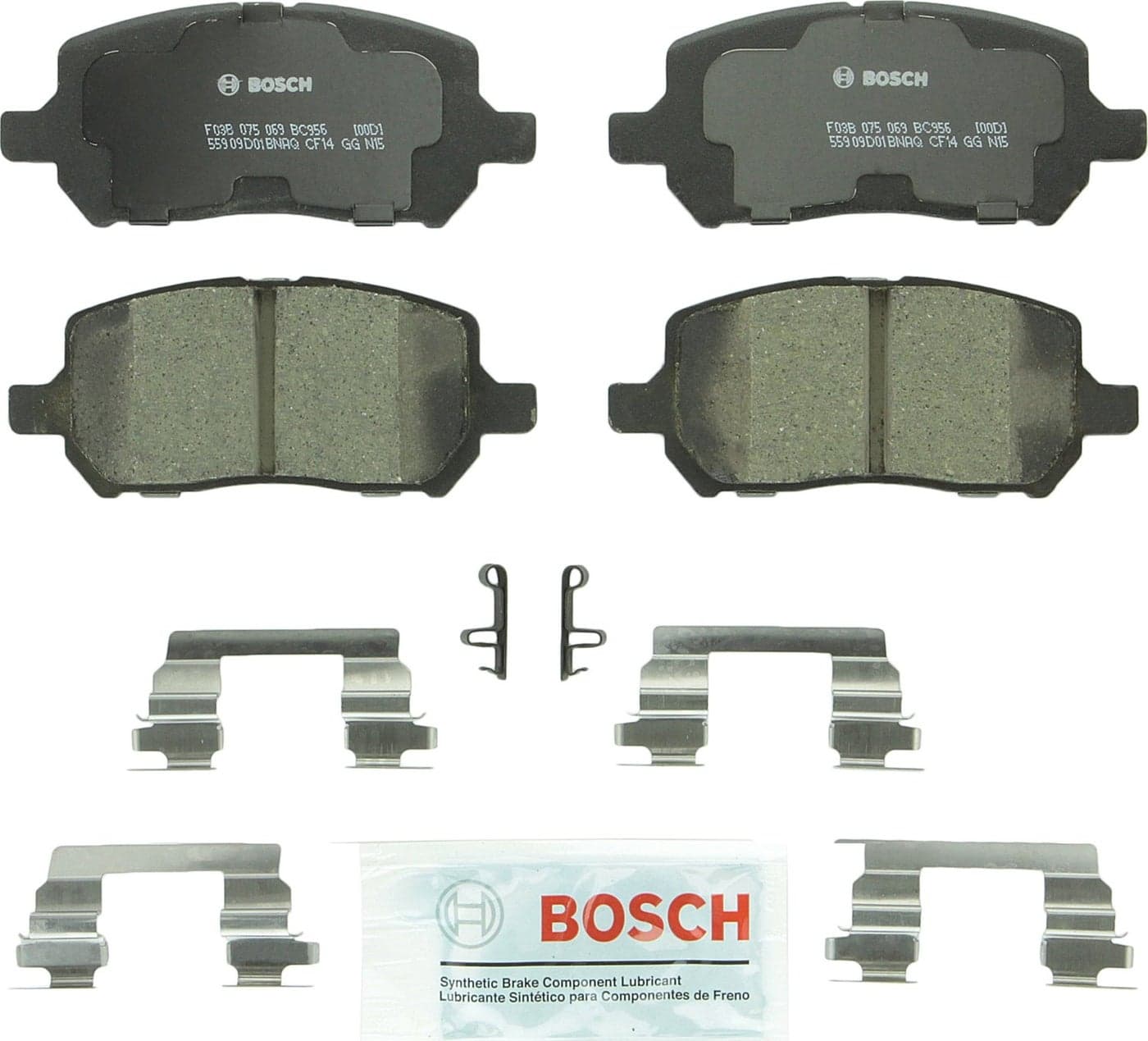 BOSCH BC956 QuietCast Premium Ceramic Disc Brake Pad Set - Compatible With Select Chevrolet Cobalt; Pontiac G5, Pursuit; Saturn Ion; FRONT