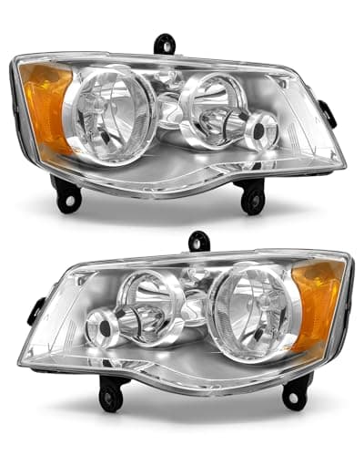 ADCARLIGHTS Compatible with 2011 2012 2013 2014 2015 2016 2018 2019 2020 Dodge Grand Caravan 0816 Chrysler Town Country Headlights Chrome Housing Amber Reflector Driver and PassengerWO Bulbs