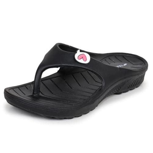TRASE Women Everyday Slipper with Balanced Shape (BLACK, 5 UK)