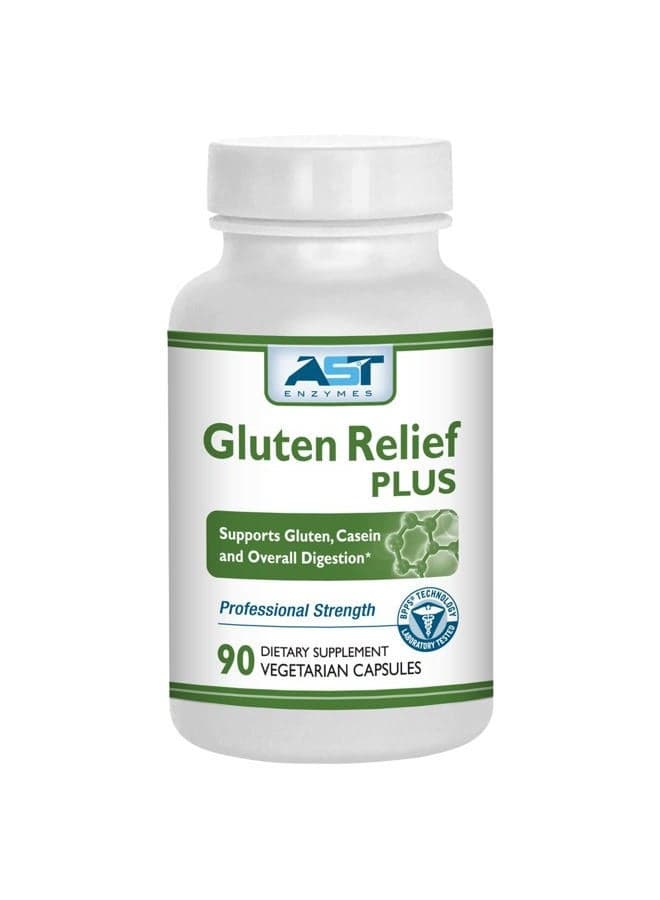 Gluten Relief Plus – 90 Vegetarian Capsules - Gluten Digestion Support – Premium Natural Digestive Enzyme Formula - Contains DPP-IV Enzyme Complex – AST Enzymes