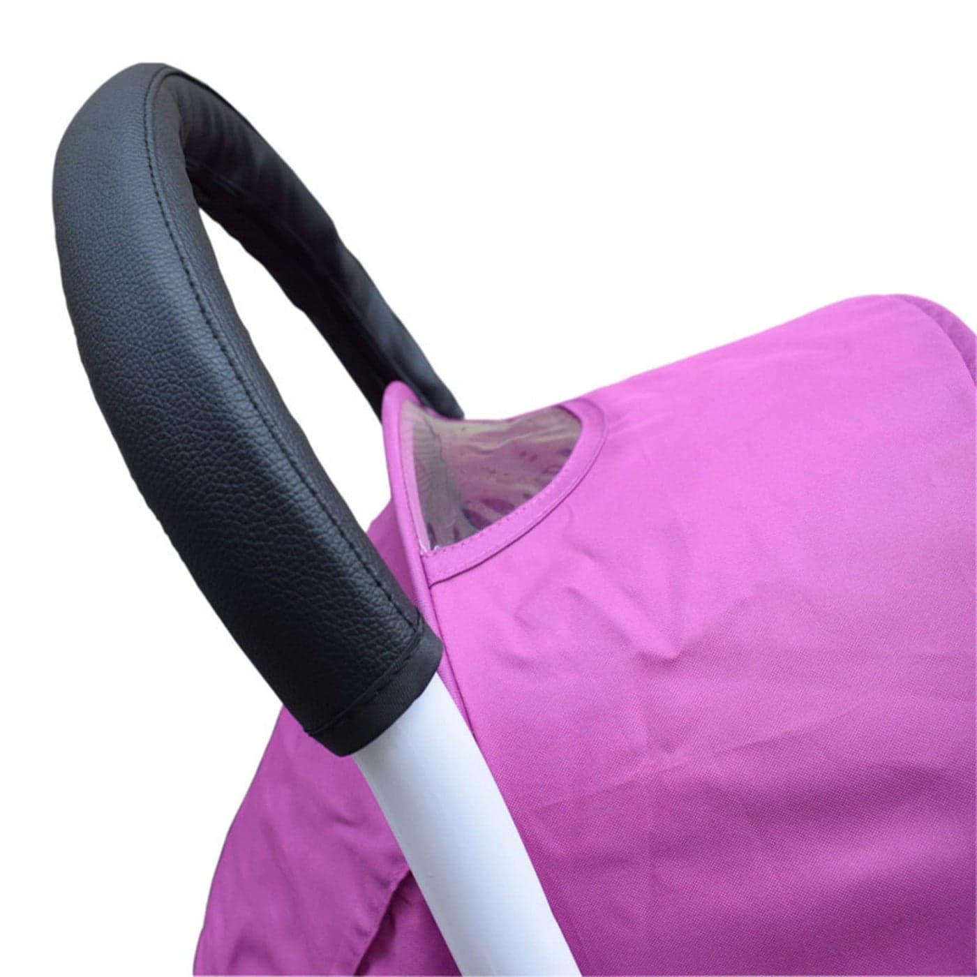 Stroller Handle Cover,Handle Sleeve Cover, Grip Bar, Replacement, Compatible with BBZ Yoya Stroller Armrest Bumper Bar Accessories Zipper Open Vegan Leather - Black